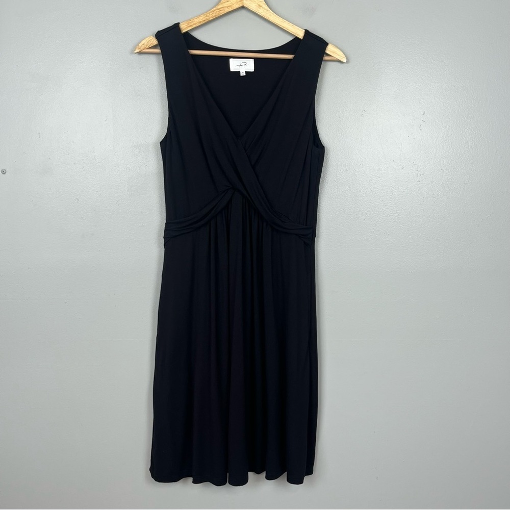Soma Weekend black jersey knit sleeveless surplice bodice midi dress, medium. - Picture 1 of 10